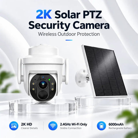 Sleek Solar Powered Security Camera For Outdoor Home Surveillance Featuring Hella Clear 3Mp Video And Smooth Pan Tilt Operation With Reliable Pir Motion Tracking And No Sweat IP65 Weatherproof Design For Backyards And Garages