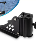 Universal Trolling Motor Deck Mount Bracket For Pontoon And Deck Boats With 1.15 To 1.25 Inch Shaft Openings Fit For Hand Control Units Only Real Deal Heavy Duty Replacement Hardware, close-up view of black metal bracket.