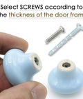 Top Shelf 10 Pack Ceramic Cabinet Knobs And Drawer Pulls In Sweet Sky Blue Featuring Hella Durable 32mm Round ceramic knob with screws for installation.