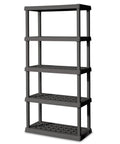 Heavy Duty Plastic Storage Rack 5 Tier Shelf Unit 2 Pack durable plastic shelving unit for garage or pantry organization.
