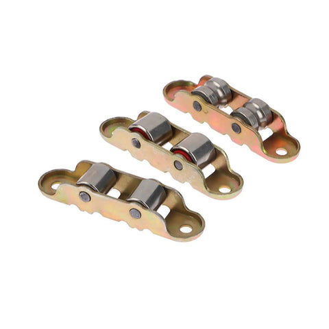 Straight Up Durable 8 Pack Sliding Door Pulleys Built Tough In Stainless Steel With Dual Wheels And Simple Height Adjustments For Ultra Smooth Gliding On Any Standard Track Zero Hassle Replacement Rollers, three pulleys with dual wheels.