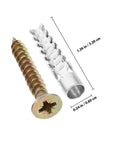 Close-up of 40 Pack Drywall Anchor Screw Kit For Hollow And Wood Walls with dimensions shown, featuring steel anchor and screw.