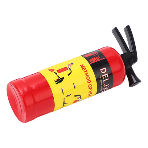 Dope Scale RC Car Fire Extinguisher Prop Lightweight Portable Rescue Gear Realistic Red Decor Solid Build For Axial Scx10 Wpl Mn Rock Crawlers Beast Mode Setup with yellow label.