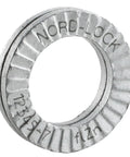 Heavy Duty M16 5 8 Inch Wedge Locking Washers Carbon Steel Zinc Flake Coated Anti Vibration Self Tightening Hardware showing a single washer.