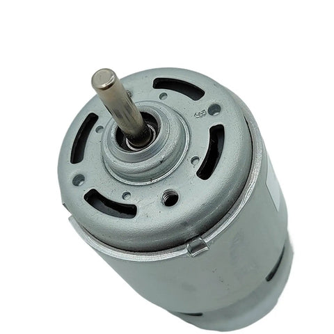One Piece 12V 18V 24V DC Motor With Dual Ball Bearings 42mm High Speed Engine viewed from above, showcasing mounting shaft and motor body.