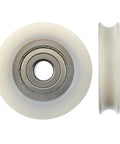 10 Pack Tough As Nails Nylon Pulley Wheels U Groove Track Guide Rollers Featuring Smooth Rolling Plastic Coated Bearings With Zero Fuss 12mm Bore And 60mm Outer Diameter For Heavy Duty Jobs, showing front and side views.