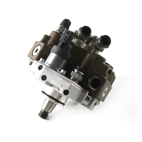 Hella Reliable High Pressure Fuel Pump Built Tough For Better Gas Mileage And Smooth Engine Performance Compatible With Iveco Eurocargo Tector Vertis Direct Replacement Parts 0445020175 0986437341 angled view of the fuel pump with multiple fittings.