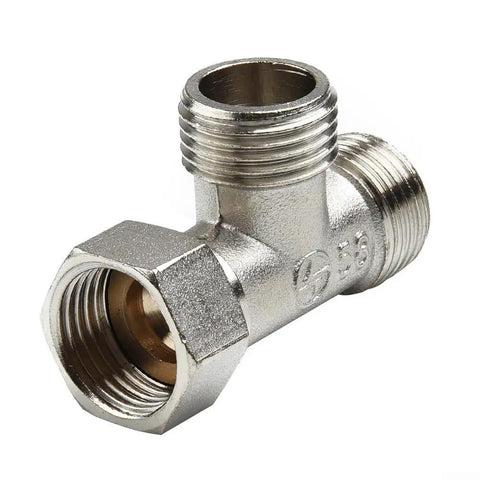 Tough And Slick T Adapter Diverter Valve For Bidet Sprayer And Shower Splitter showing solid brass construction and G1.2 fittings.