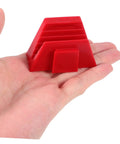 Hand holding a red plastic section of the 12 Piece Modular Wrench Organizer Tray for Garage and Workshop Durable Plastic Construction