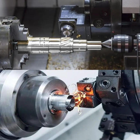 CNC machining process on 304 stainless steel solid round rods, 4 mm diameter, 16 inch length, showing precision metalworking