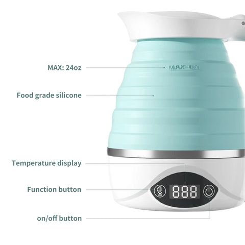 Collapsible Travel Electric Kettle Portable Foldable Water Boiler For Tea And Coffee Dual Voltage 110V 220V 850W BPA Free Silicone