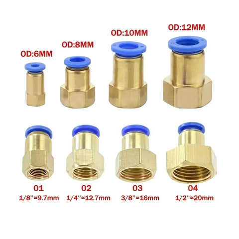 20 Piece Pneumatic Air Connector Fittings Kit With 10mm 12mm 14mm 16mm Sizes M5 Thread Durable Hose Adapters For Air Tools DIY Projects Two Way And One Way Pipe Connectors, brass fittings with 6mm to 12mm OD sizes