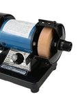 Kickbutt Mini 150W Adjustable Speed Bench Grinder Polisher Sander close-up of motor and RPM control for jewelry making.