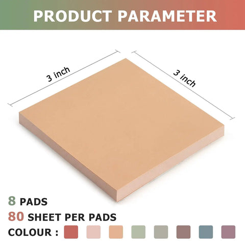 Sticky Notes 3x3 Self Stick Pads With 8 Morandi Colors For Office School And Home, 80 Sheets Per Pad, 560 Total Sheets, Super Sticky Adhesive