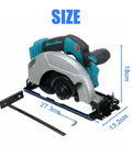No Cord Hassle Cordless Circular Saw 18V Lithium Power Tool, showing steel base and safety features, dimensions 18cm x 27.3cm.