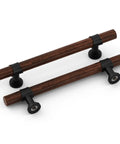 10 Pack 5 Inch Hole Center Cabinet Pulls With Authentic Wood Grain Look And Charcoal Black Zinc Body Designed With Heavy Duty Stainless Steel Construction Drawer Knobs That Feel Rock Solid And Next Level Hardware, walnut wood with black accents.