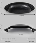 Six Pack Antique Black Cabinet Drawer Pulls With Three And A Half Inch Center To Center Hole Vintage Shell Metal Handles 107mm Long 38mm