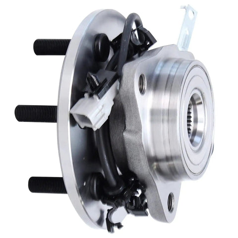 Heavy Duty Front Wheel Bearing Hubs Pair For 1997 2004 Dodge Dakota And Durango 4X4 6 Lug 4 Wheel ABS close-up view with sensor wire.
