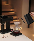 Fish Smart Electric Coffee Kettle 600ML Gooseneck Pour Over Kettle pouring coffee with variable temperature control