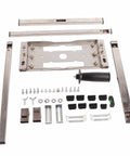 Full Throttle Electric Circular Saw Trimmer With Steel Positioning Frame parts including rails, handle, and metal screws for DIY projects.