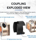 Upgrade Your 3D Printer Game With These Badass Flexible Shaft Couplers Available In 8 Millimeter 10 Millimeter And 16 Millimeter Sizes Perfect Oldham Style Fit That Slows Down Vibrations Smoothly For Epic Print Quality Every Single Time., exploded view of metal Oldham flexible shaft coupler with PA66 nylon spacer