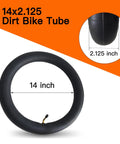 Two Pack 14x2.125 Bike Inner Tubes For 14 Inch Wheels, Beefy Rubber, Electric Bike Tube shown in detail and side view