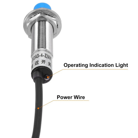 Inductive Proximity Sensor Switch NC Normally Closed PNP 4Mm Detection DC 6-36V 3.3Ft Cable LJ12A3-4-Z/AY with labeled parts
