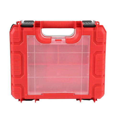 Heavy Duty Cordless Drill Set With Brushless Motor delivers knockout 45Nm torque and rock solid 1500Rpm speed case, red toolbox with clear lid.