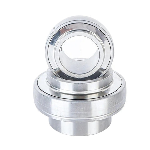 Premium Stainless Steel Spherical Bearing Built Tough With A Tight Grip Set Screw Lock For Effortless Drop In Mounting And Smooth Rolling Performance On Light Industrial Machinery Projects view from the top showcasing dual spherical design.