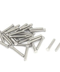 High Impact M3x20mm Stainless Steel Self Clinching Threaded Studs With Flush Heads For Power Nailer Replacement And Fastening Tool Service 30 Pcs Pack scattered on a white background.