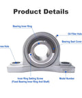 Baller Grade 304 Stainless Steel Pillow Block Bearing Single Shaft Spherical Roller Housing SUCP206 Vertical Seat Package with product details showing inner ring and features.