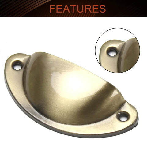 Snag A Win With These Next Level 4 Piece Iron Cup Pulls That Bring Fresh Vintage Shell Energy To Your Kitchen Cabinets Or Dresser Drawers While Delivering Insanely Sturdy Performance And A Sleek Brushed Bronze Look That Makes Your Space Pop. Brushed bronze iron cup pull with smooth finish, showcasing mounting holes.