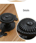 Top Notch Black Antique Mushroom Dresser Knobs With Decorative Zinc Backplates - 12 Pack showing detailed matte black decorative cabinet knob.