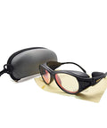 Top Shelf Two Pack Laser Safety Goggles Offering Tight OD5 Plus Blockage For 808 830 850 Nm Infrared Light with case and microfiber cloth.