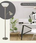 Adjustable Metal Floor Lamp With Side Reading Light In Satin Nickel Finish 150 Watt Go To Modern Mother Daughter Standing Lamp