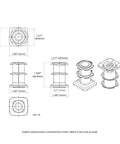 Technical drawing of Double Star Threaded Caster Insert In Heat Treated Steel For One And One Quarter Inch Square Tubing Fits Sixteen