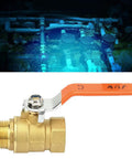 Heavy Duty Pro Level Hard Cast Brass Ball Shut Off Valve For Residential Plumbing And Water Systems installed with orange handle.