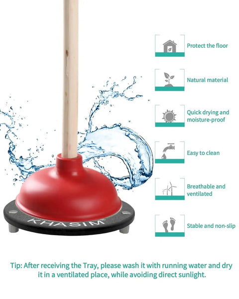 Solid Diatomaceous Earth Plunger Tray Quick Dry Gray Bathroom Drip Holder For Seven Inch Toilet tools with water splash effect.