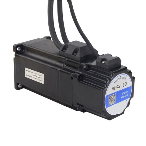 NEMA 23 closed-loop stepper motor with encoder and brake, side view, black, 2Nm, 5A for 3D printer