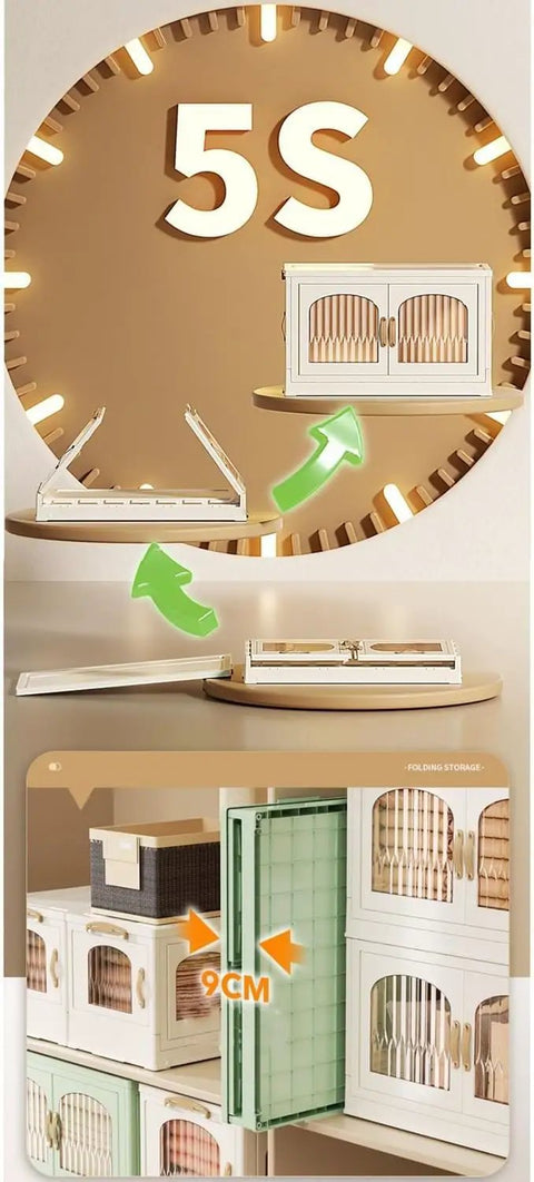 Stackable Rolling Storage Bins With Snug Magnetic Lid And Side Snap Locks Featuring Four Lockable 360 Swivel Casters For Easy Glide Transport and Zero Sweat Organization displayed on a shelf.