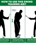 Diagram showing golf swing phases using Retractable Golf Swing Trainer With Grip Trainer And Click Feedback For Tempo And Swing Mechanics Weighted Indoor Practice Stick For Home Office Use Great Gift For Men And Women Beginners