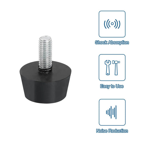 Heavy Duty Rubber Vibration Isolator Mounts 4Pcs Pack Conical Silent Blocks For Air Compressors Motors And Engines M8 X 20mm Threads showing single conical mount with threaded bolt.