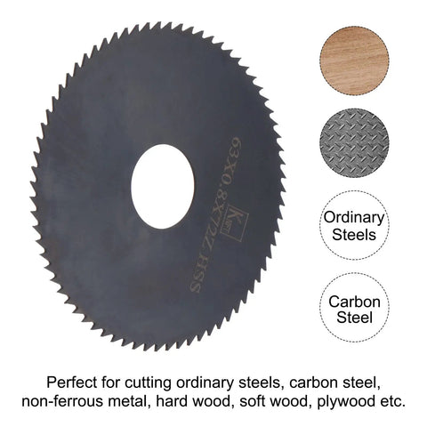 Premium Two Point Five Inch Circular Saw Blade Featuring Seventy Two High Speed Steel Cutters And A Generous Sixteen Millimeter Bore for cutting wood and metal