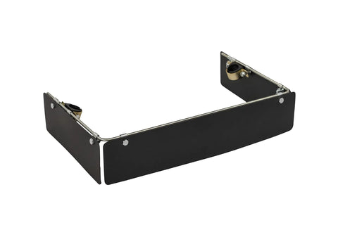 Three Direction Spreader Deflector Kit For 110Lb Push And Tow Spreader, Easy Tool Free Attachment shown in black metal frame.