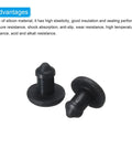 Top Shelf Silicone Hole Plugs Snap In Locking Round Seals 3mm Rubber Panel Gaskets Flush Waterproof Bulkhead Covers Black Finish For Kitchen Tools And Instruments Pack Of 30 two black silicone gaskets showing height and material details.