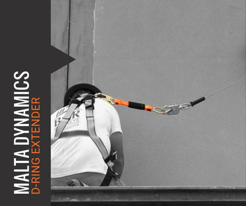 Worker using 18 Inch D Ring Extender With Snap Hook For Fall Protection And Roofing OSHA ANSI Compliant Lanyard Attachment