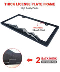 Mountain License Plate Frame Set, Black Plastic Car Tag Holder Bracket With Screws And Caps, 2 Pack, 2 Hole Mount