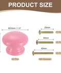 Size details of the 10 Piece Rose Red Mushroom Wood Drawer Knobs Cabinet Hardware with mounting screws.