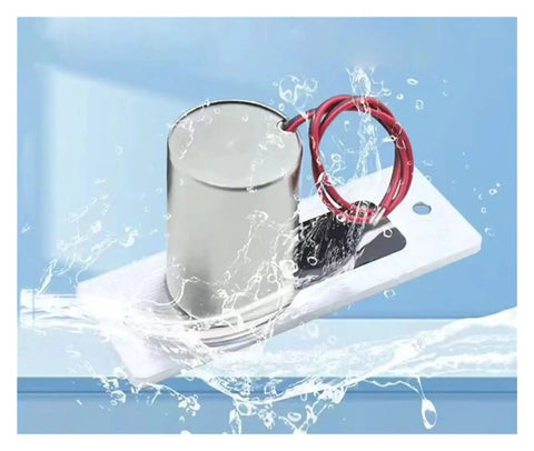 Heavy Duty Waterproof Electronic Drop Bolt Door Lock DC 12V Magnetic Induction Auto Deadbolt with metal casing splashed by water.