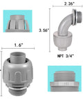 32 Pack 3 Quarter Inch Liquid Tight NPT Non-Metallic PVC Electrical Conduit Fittings Set With 90 Degree And 180 Degree Connectors